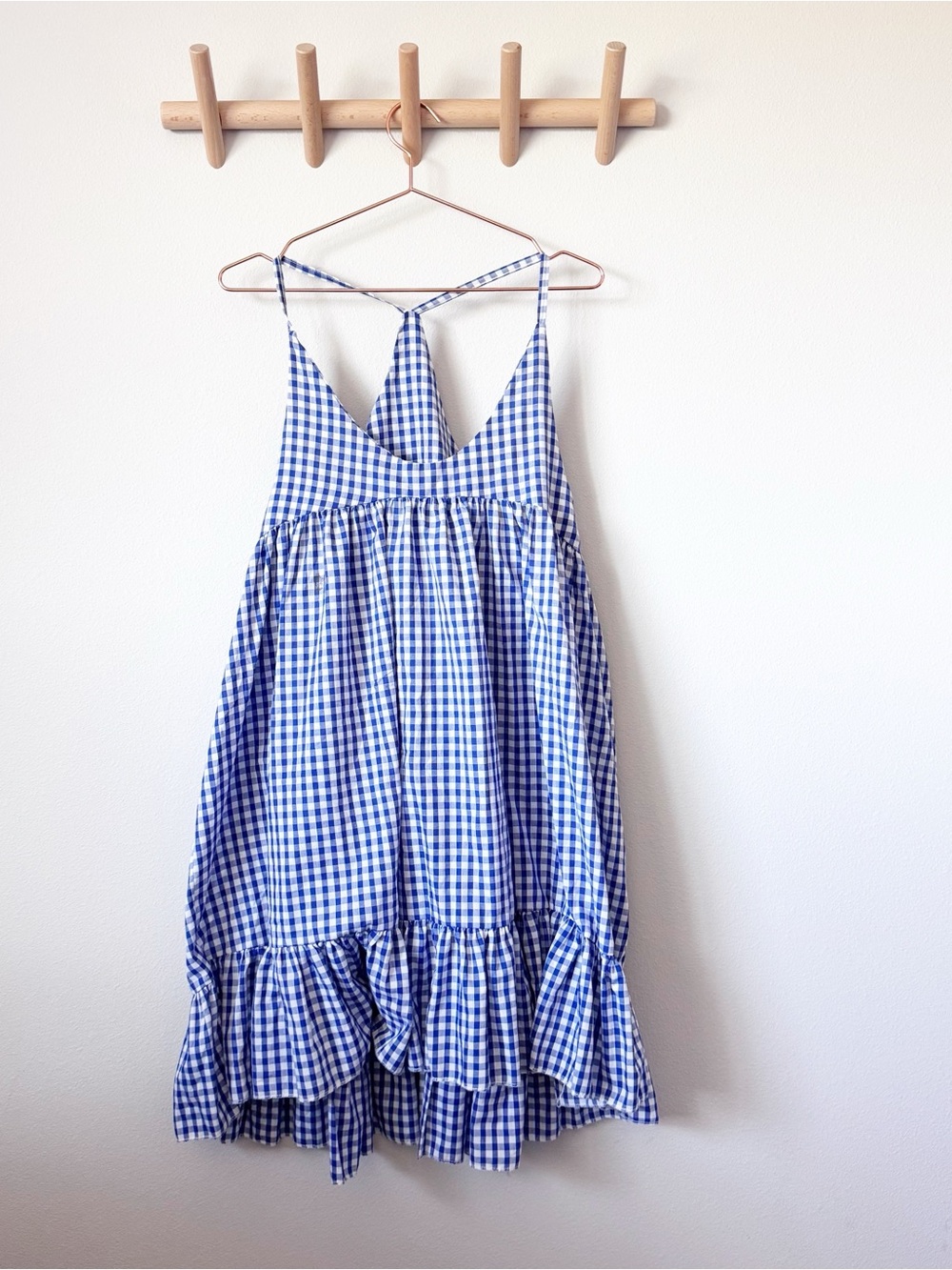 Milk.It Blue and White Gingham Tiered Sundress